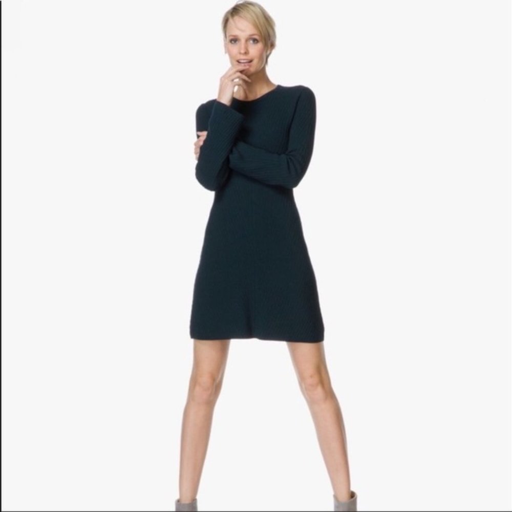 Theory Knit Sweater Dress, Dark Teal/Green